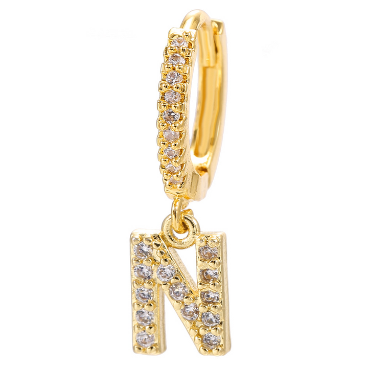  Initial Letter Earrings gold letter N peace haven jewelry store 