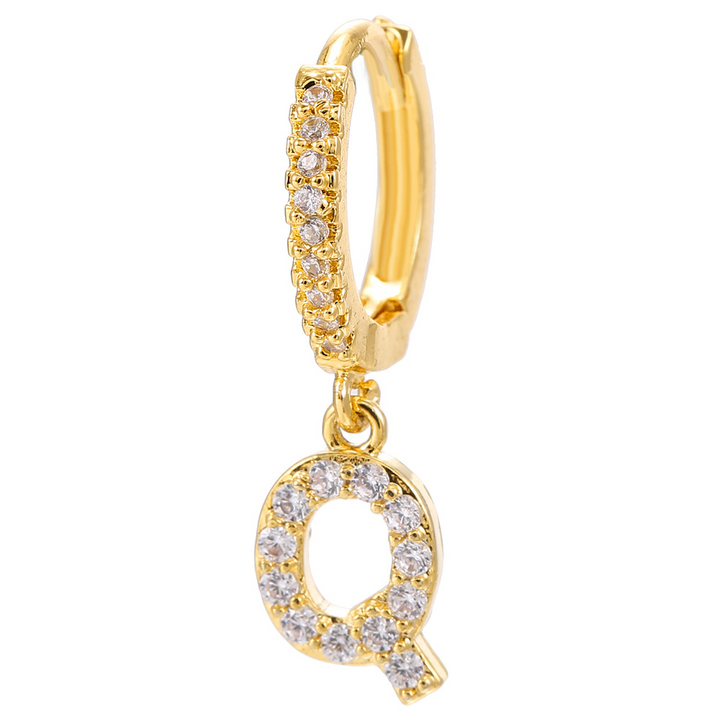  Initial Letter Earrings gold letter Q peace haven jewelry store