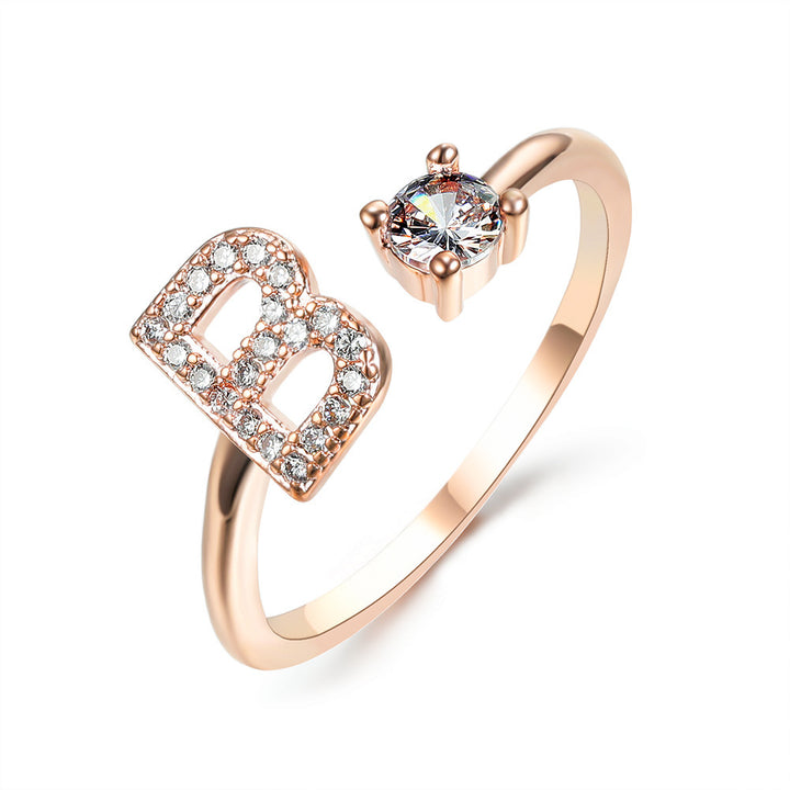  Initial Letter Ring Rose Gold letter B peace haven jewelry store 