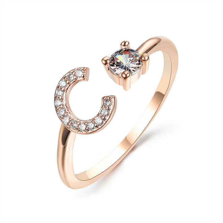  Initial Letter Ring Rose Gold letter C peace haven jewelry store 