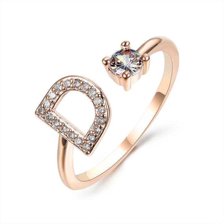  Initial Letter Ring Rose Gold letter D peace haven jewelry store 