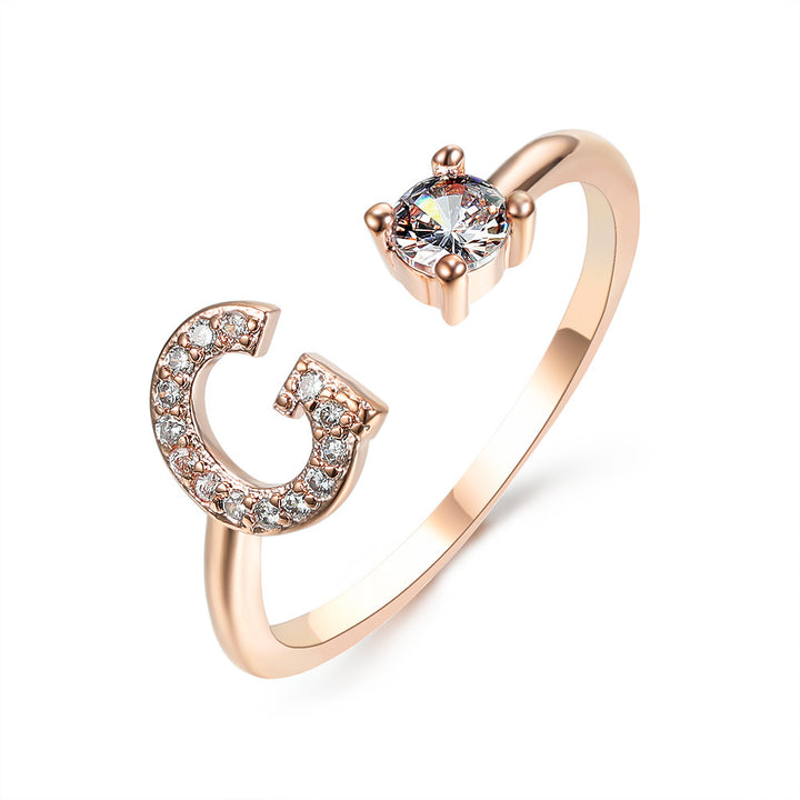  Initial Letter Ring Rose Gold letter G peace haven jewelry store 