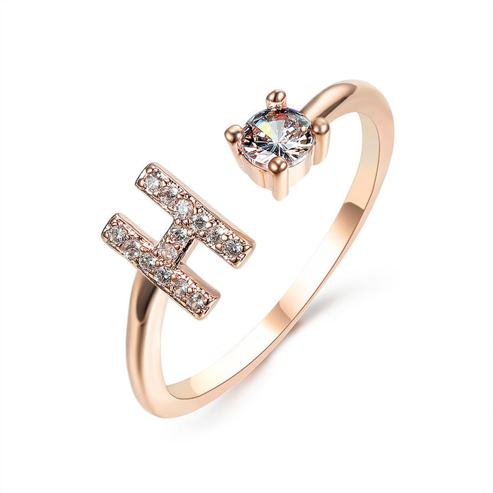  Initial Letter Ring Rose Gold letter H peace haven jewelry store 