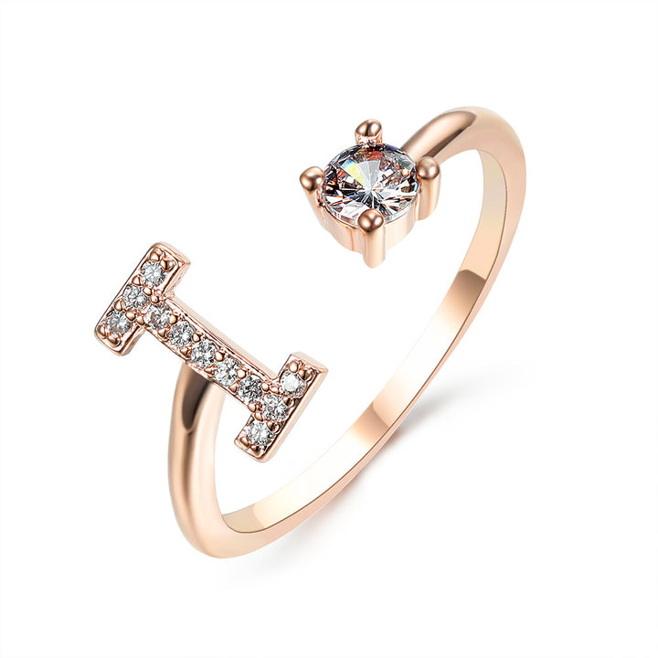  Initial Letter Ring Rose Gold letter I peace haven jewelry store 