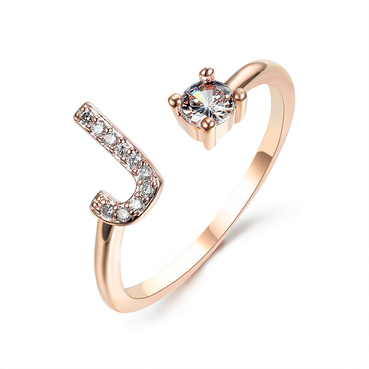  Initial Letter Ring Rose Gold letter J peace haven jewelry store 