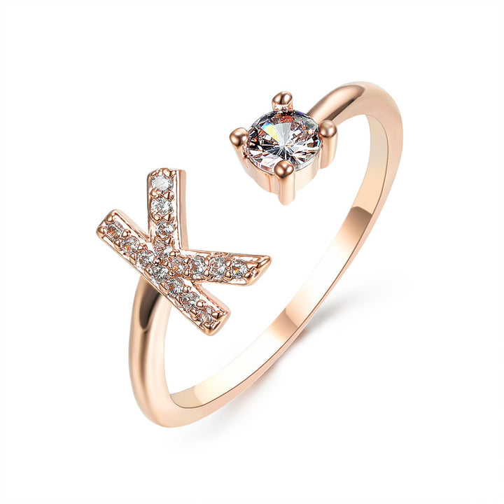  Initial Letter Ring Rose Gold letter K peace haven jewelry store 