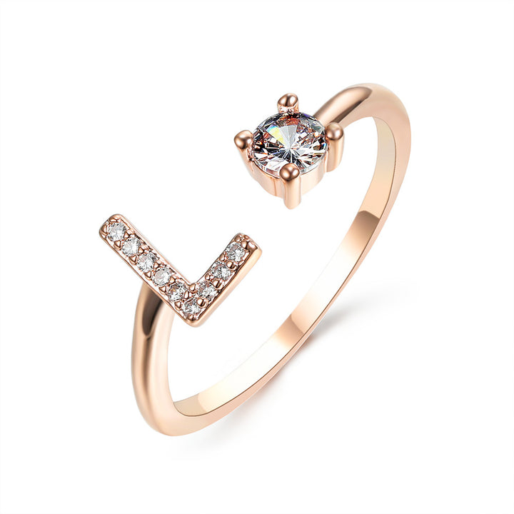  Initial Letter Ring Rose Gold letter L peace haven jewelry store 
