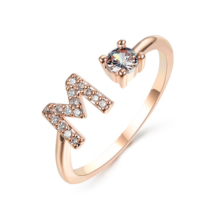  Initial Letter Ring Rose Gold letter M peace haven jewelry store 