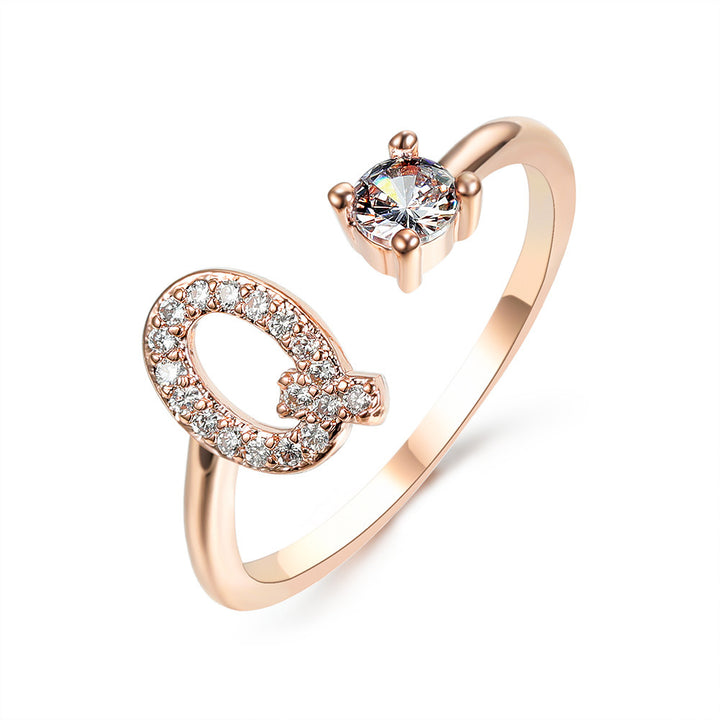  Initial Letter Ring Rose Gold letter Q peace haven jewelry store 