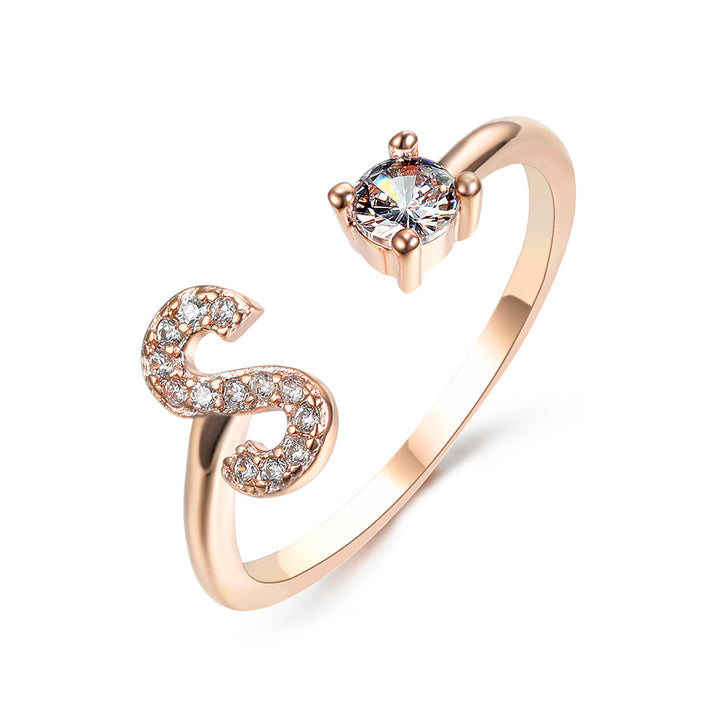  Initial Letter Ring Rose Gold letter S peace haven jewelry store 