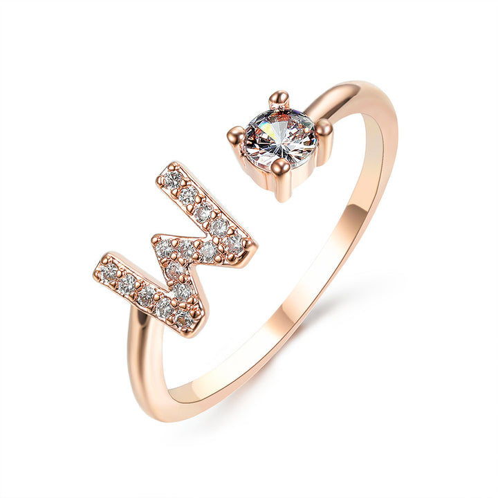  Initial Letter Ring Rose Gold letter W peace haven jewelry store 