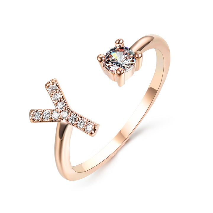  Initial Letter Ring Rose Gold letter Y peace haven jewelry store 