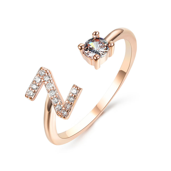  Initial Letter Ring Rose Gold letter Z peace haven jewelry store 
