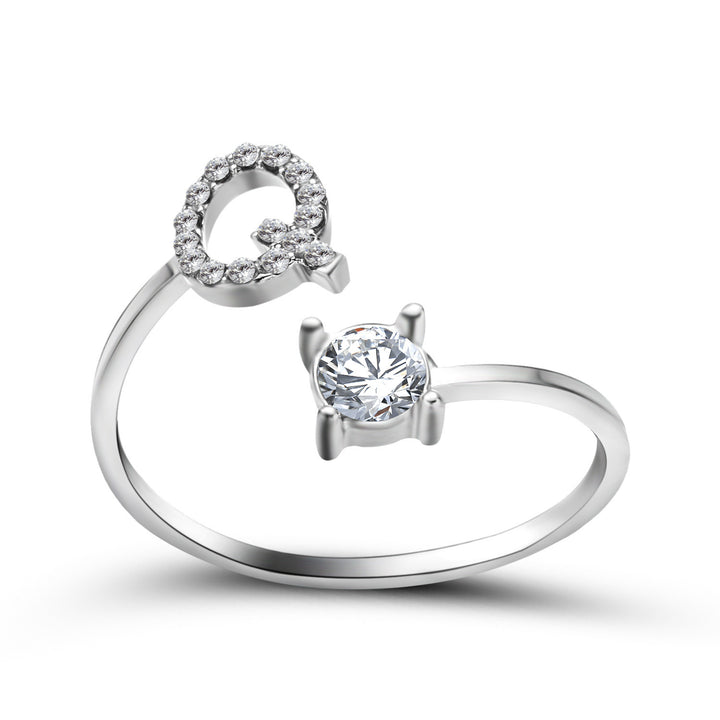  Initial Letter Ring silver letter Q peace haven jewelry store 