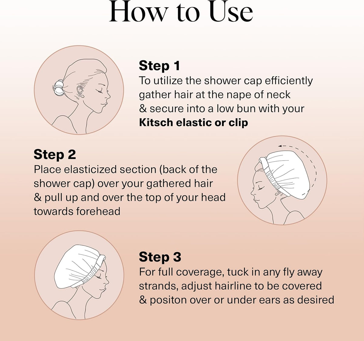 Kitsch Three-Layer Waterproof Shower Cap