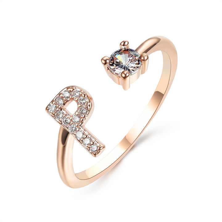 peacehaven initial letter ring P ROSE GOLD